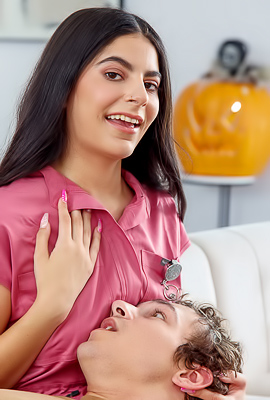 Angel Gostosa Seduces Jayden Marcos With Lingerie Tease And Passionate Halloween Blowjob