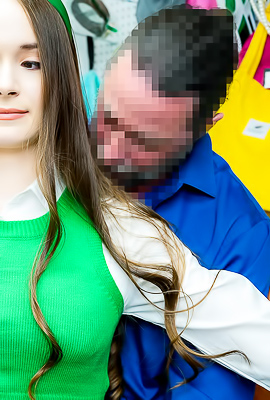 Hazel Moore caught by Jack Vegas for shoplifting gives him a blowjob as punishment