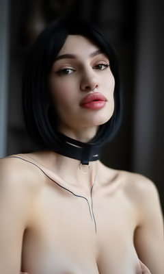 Marfaq seduces with a gothic elegance as she poses sensuously on the bed