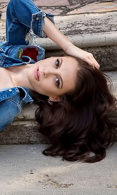 Jessi Fierce Topless on Stone Steps Outdoors